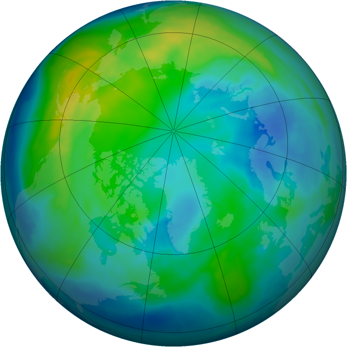 Arctic ozone map for 26 October 2009